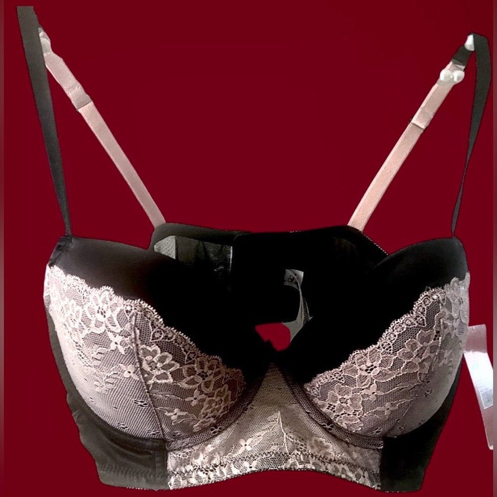 Gilligan & Omalley Bra 38B NWT Black&Lt Pink Molded Cups Wide band Fullcoverage - Picture 6 of 10